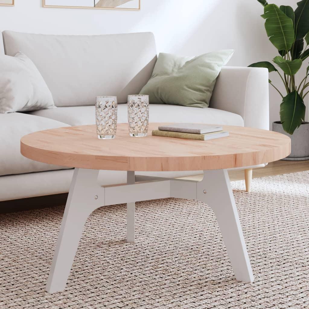 Bordplade Ø90X1,5 Cm Rund Massivt Bøgetræ - Lysebrun / 90 x 4 cm