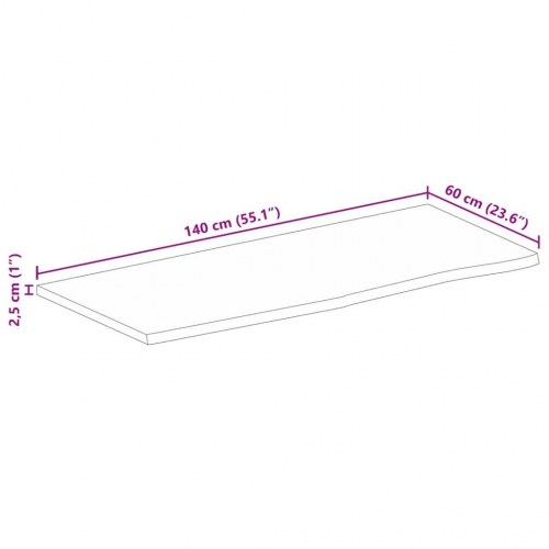 Bordplade 140x60x2,5 cm naturlig kant massivt mangotræ