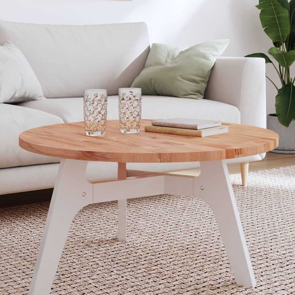 Bordplade Ø90X1,5 Cm Rund Massivt Bøgetræ - Brun / 80 x 2.5 cm