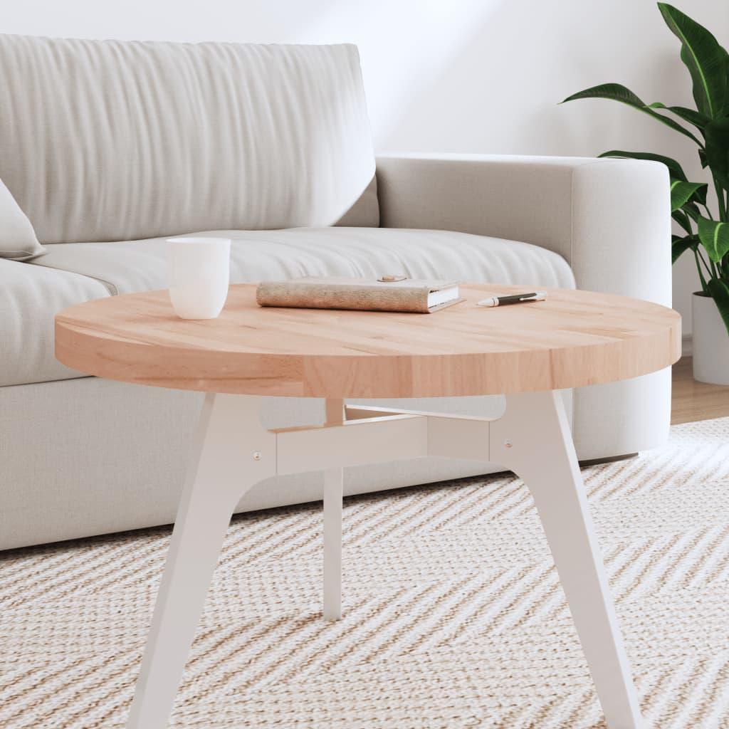 Bordplade Ø90X1,5 Cm Rund Massivt Bøgetræ - Lysebrun / 70 x 4 cm