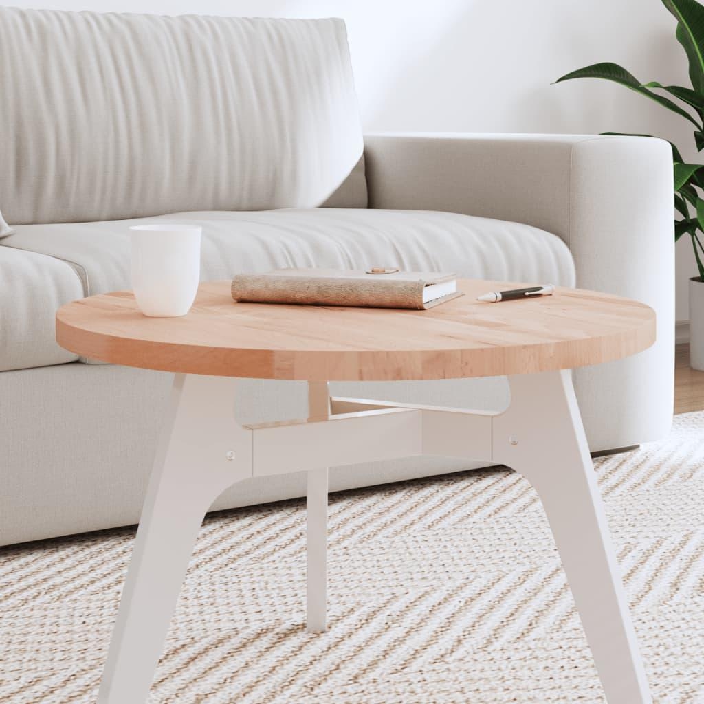 Bordplade Ø90X1,5 Cm Rund Massivt Bøgetræ - Lysebrun / 60 x 2.5 cm