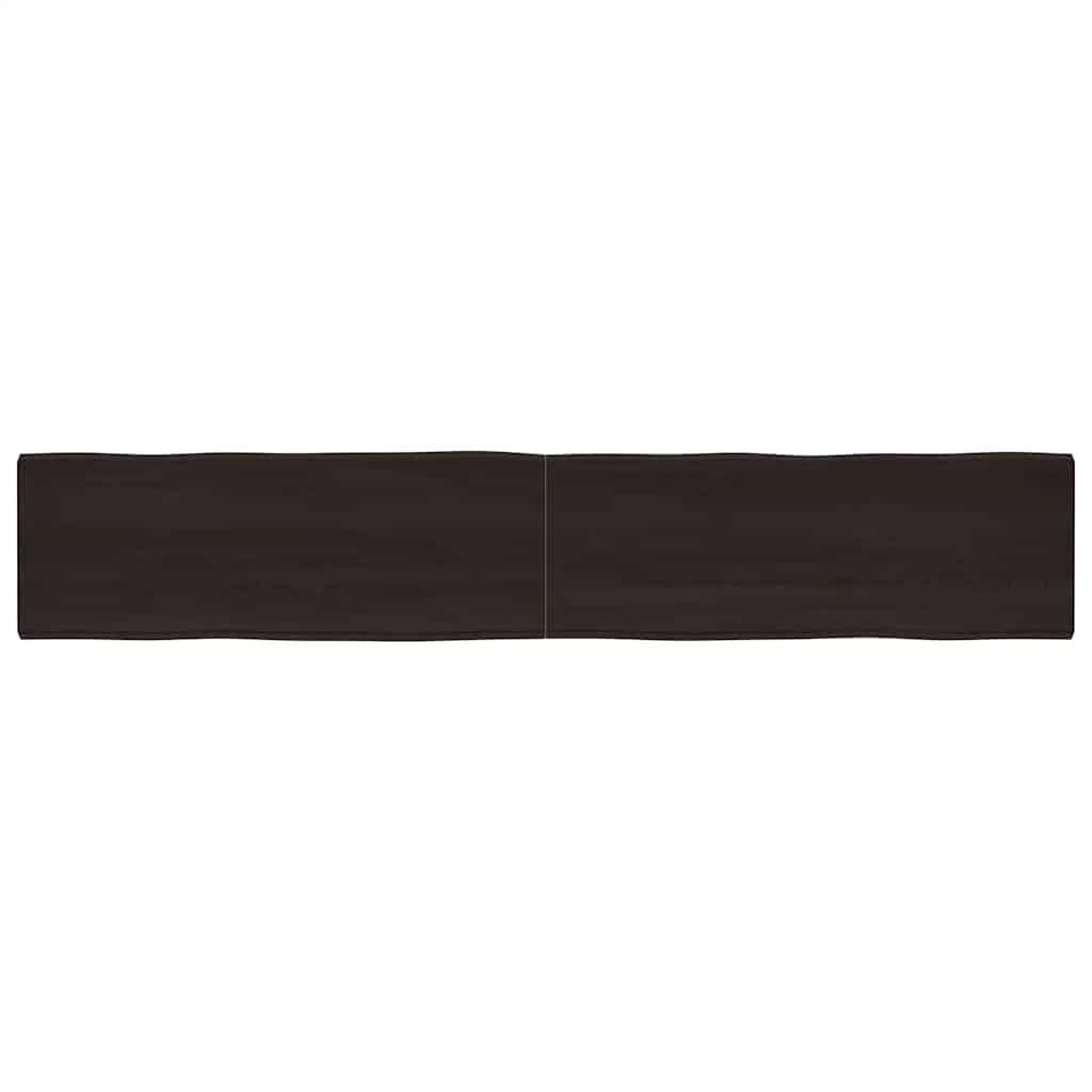 Bordplade 220x40x(2-6) cm naturlig kant behandlet træ mørkebrun