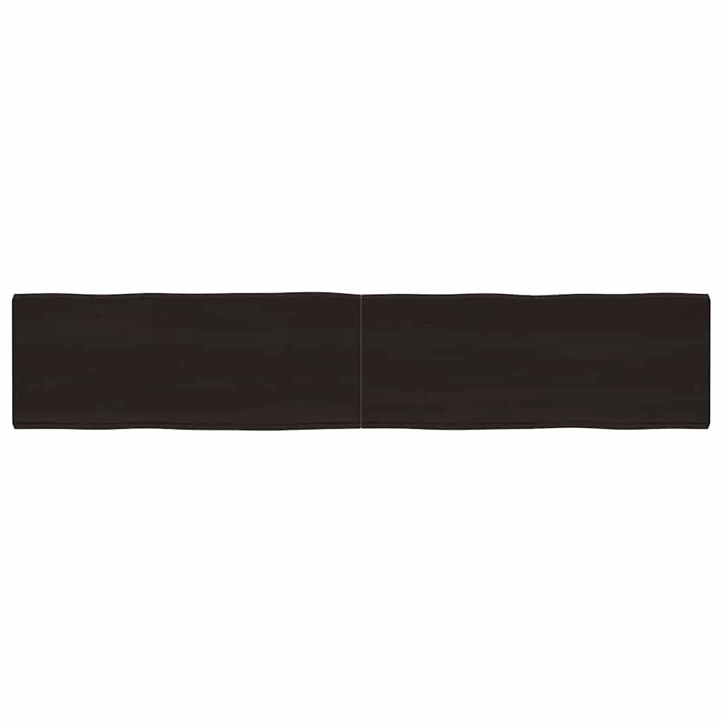 Bordplade Naturlig Kant Behandlet Egetræ Mørkebrun - 200 x 40 x 6 cm