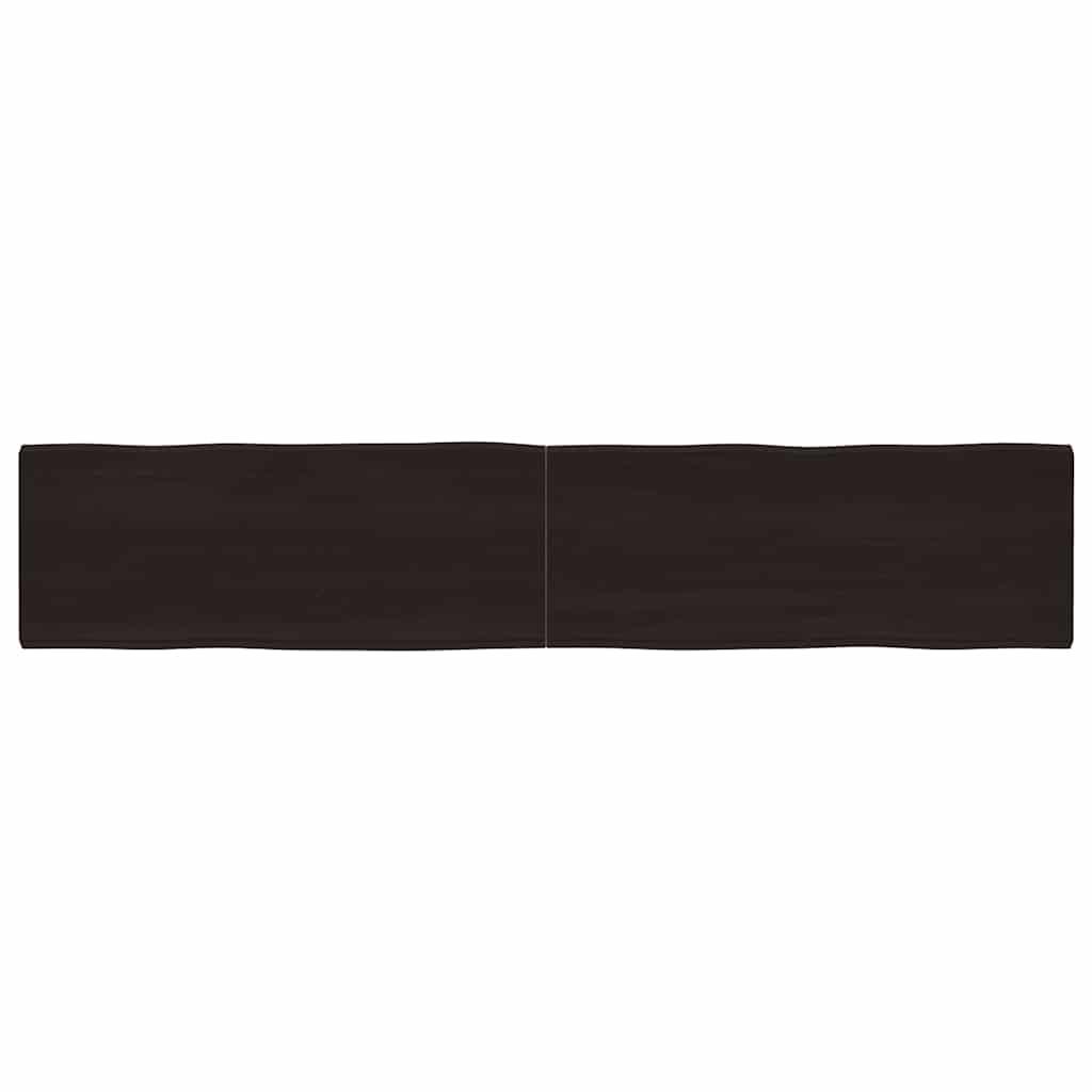 Bordplade Naturlig Kant Behandlet Egetræ Mørkebrun - 200 x 40 x 4 cm
