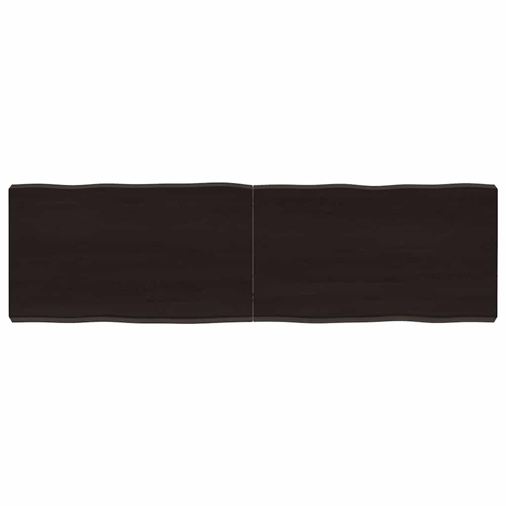 Bordplade 140x40x(2-6) cm naturlig kant behandlet træ mørkebrun