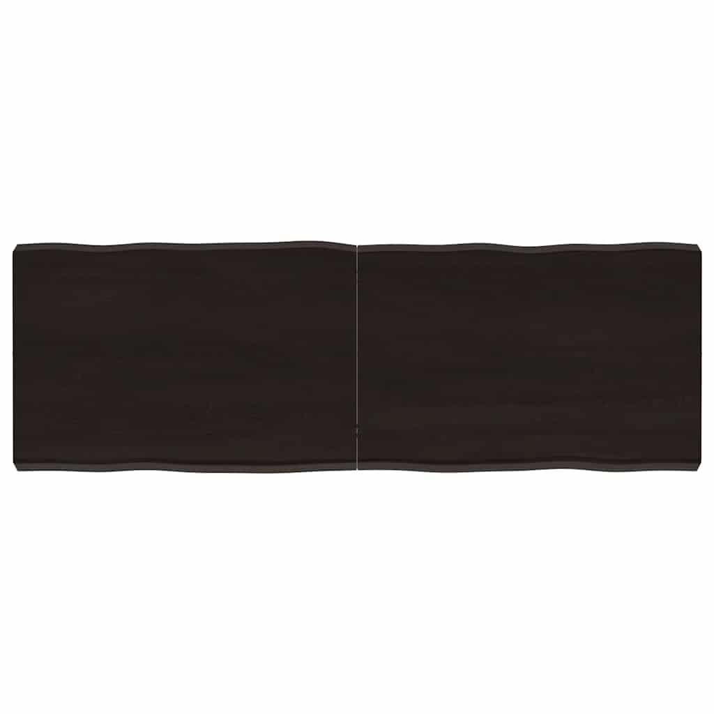 Bordplade Naturlig Kant Behandlet Egetræ Mørkebrun - 120 x 40 x 6 cm