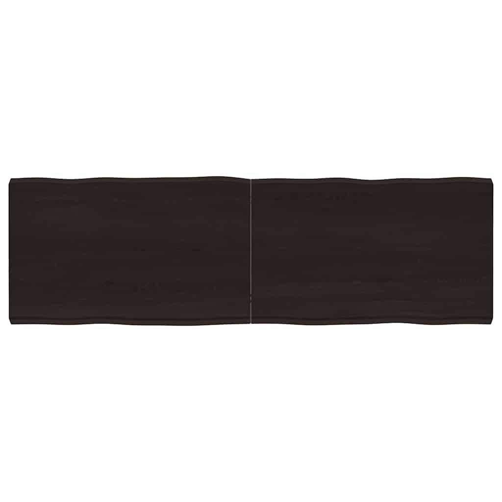 Bordplade 160x50x(2-6) cm naturlig kant behandlet træ mørkebrun