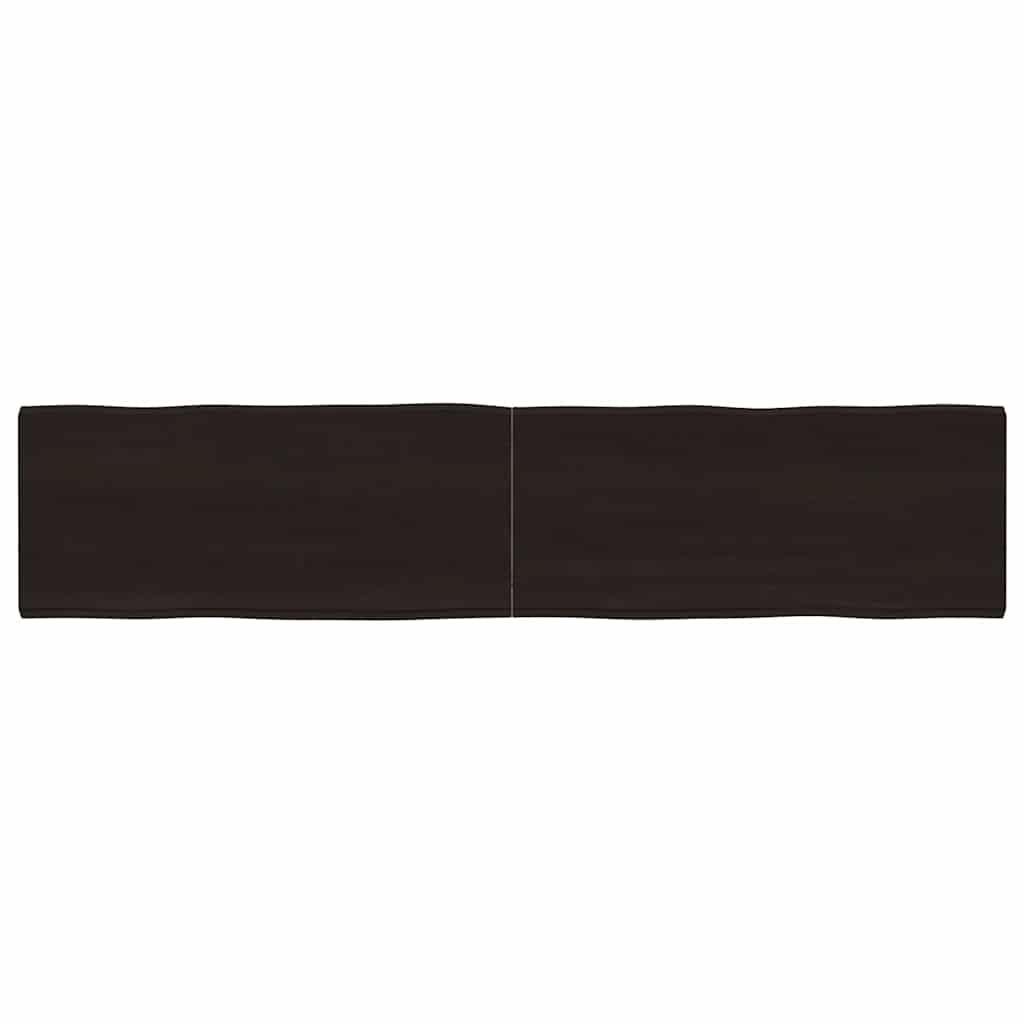 Bordplade Naturlig Kant Behandlet Egetræ Mørkebrun - 180 x 40 x 4 cm