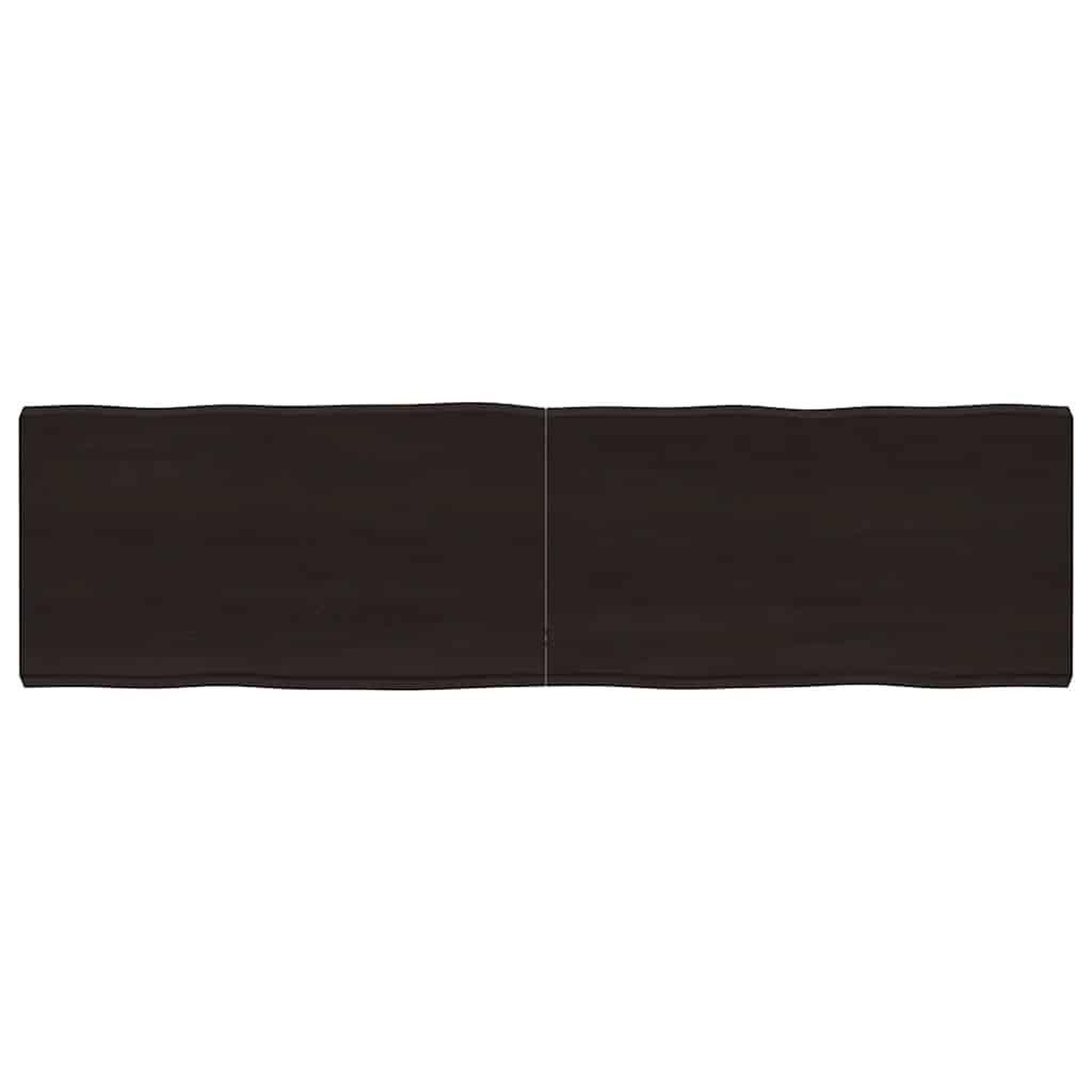 Bordplade 180x50x(2-6) cm naturlig kant behandlet træ mørkebrun
