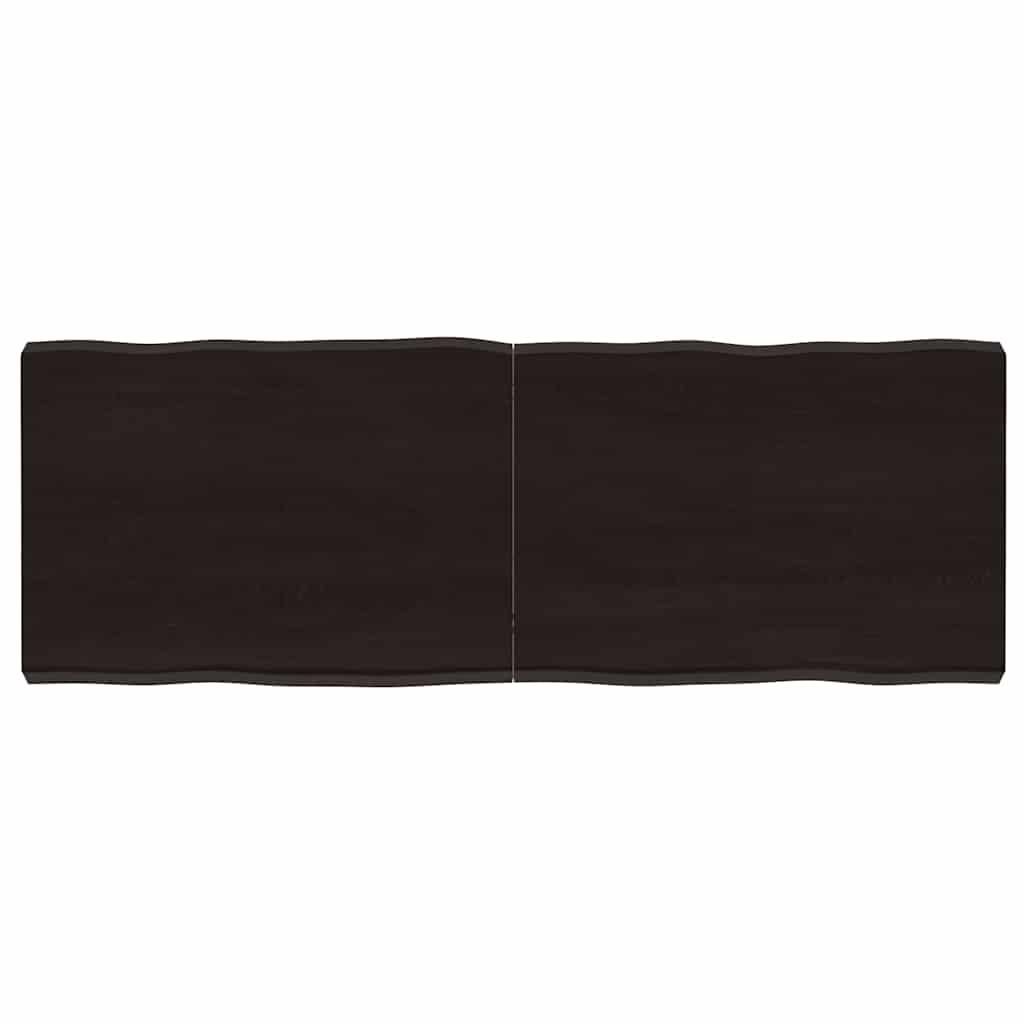 Bordplade 140x50x(2-6) cm naturlig kant behandlet træ mørkebrun