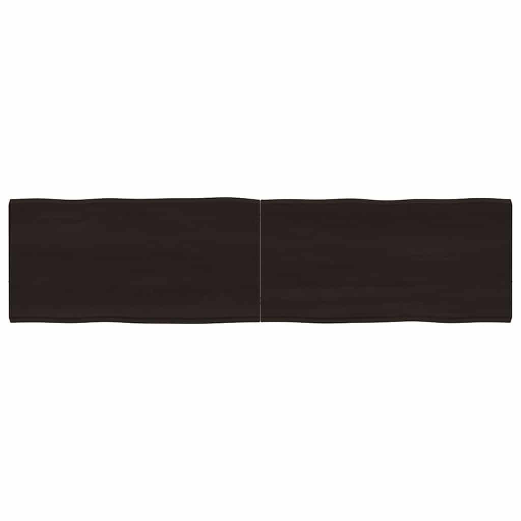 Bordplade Naturlig Kant Behandlet Egetræ Mørkebrun - 160 x 40 x 4 cm