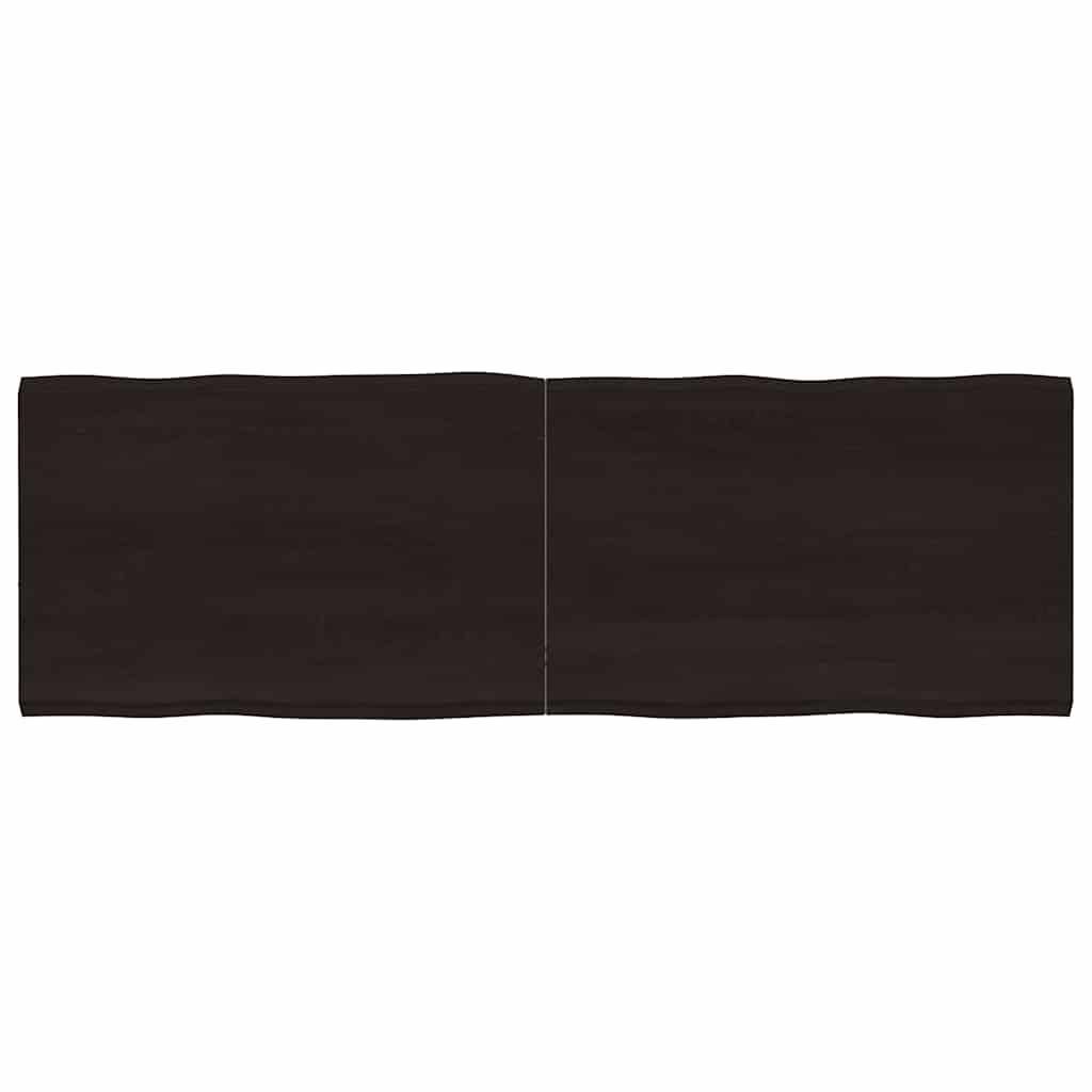 Bordplade Naturlig Kant Behandlet Egetræ Mørkebrun - 180 x 60 x 4 cm