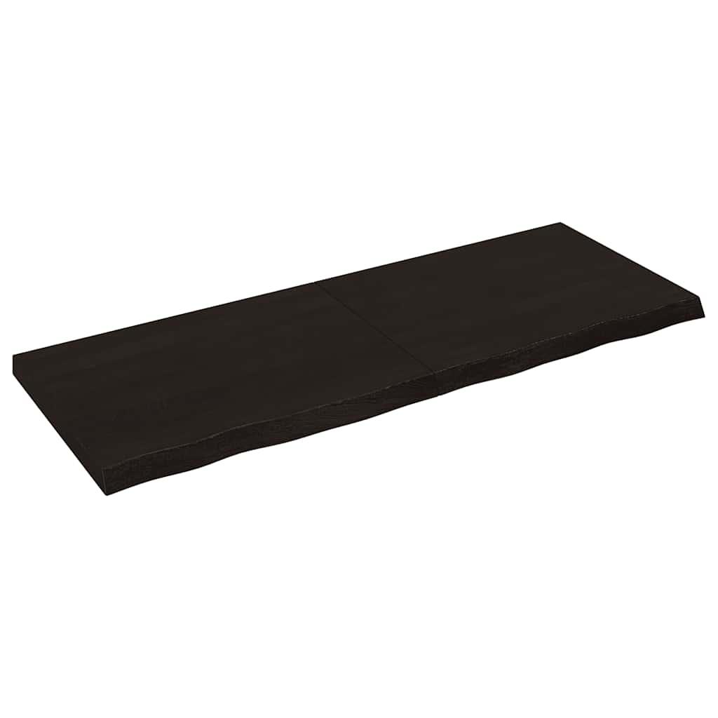 Bordplade 160x60x(2-6) cm behandlet massivt egetræ mørkebrun