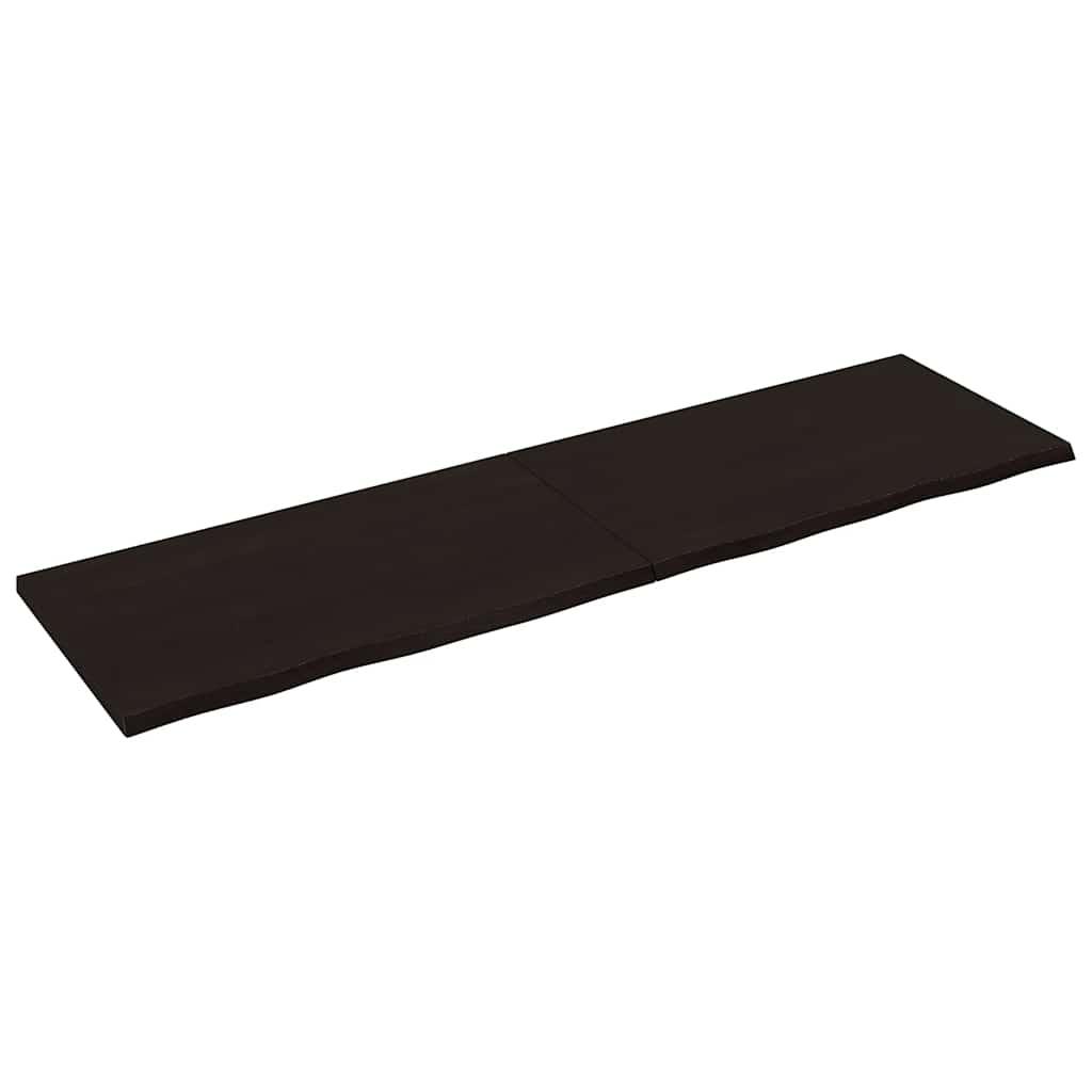Bordplade 220x60x(2-4) cm behandlet massivt egetræ mørkebrun