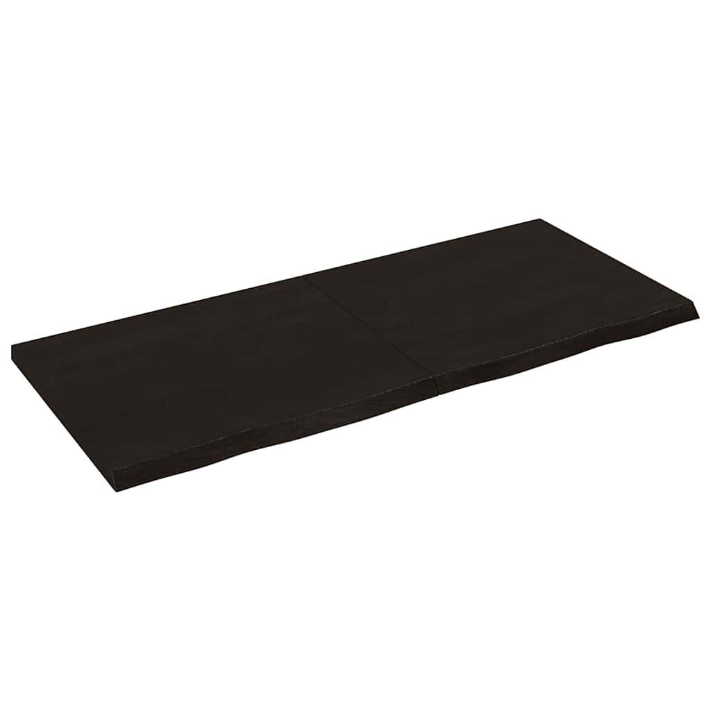 Bordplade 140x60x(2-4) cm behandlet massivt egetræ mørkebrun