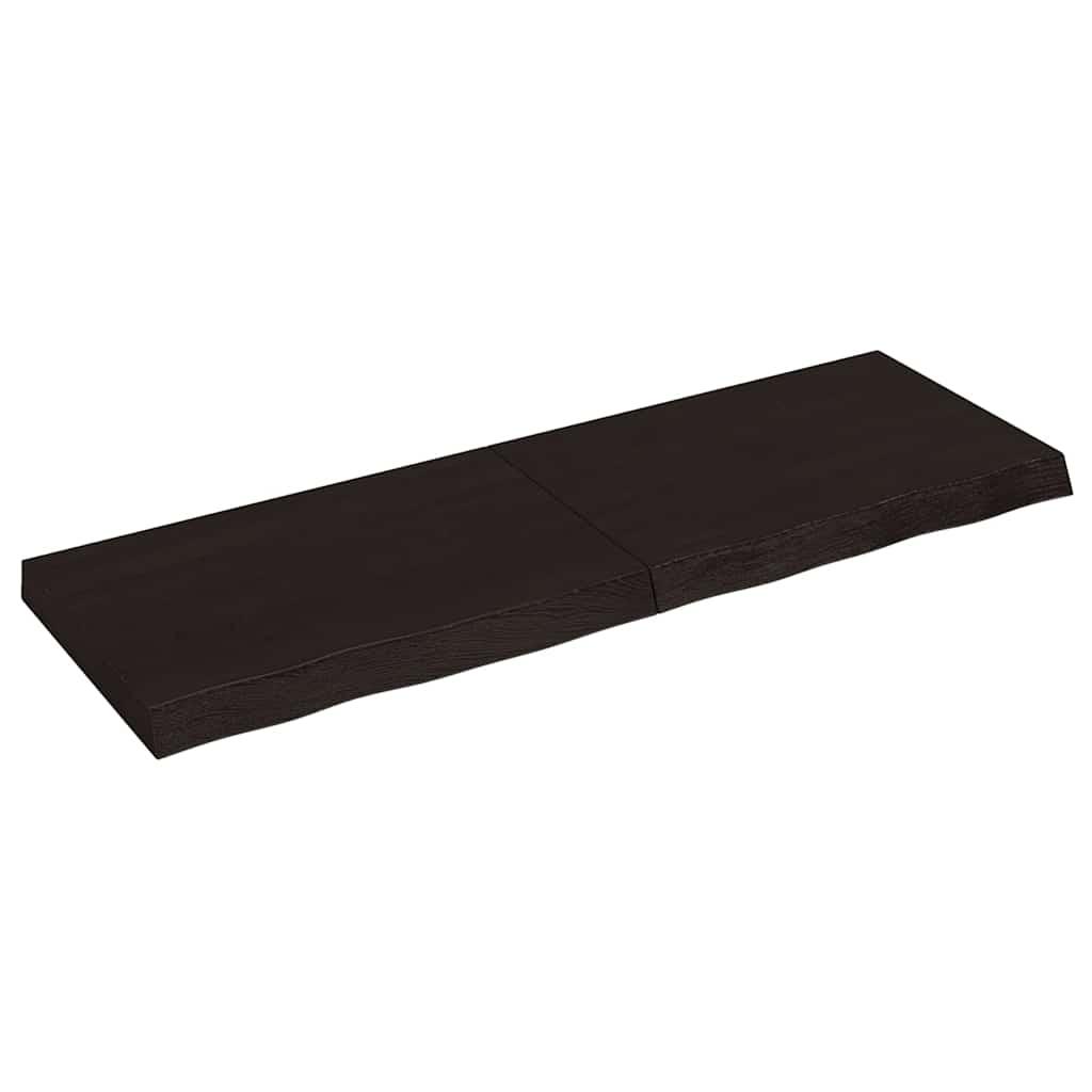 Bordplade 120x40x(2-6) cm behandlet massivt egetræ mørkebrun