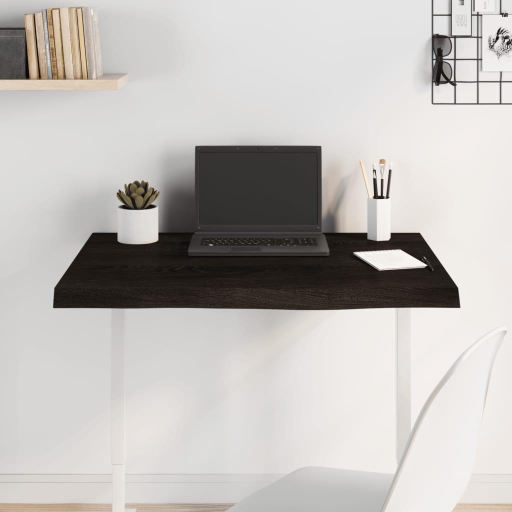 Bordplade 60X40X(2-4) Cm Behandlet Massivt Egetræ Mørkebrun - 80 x 60 x 6 cm