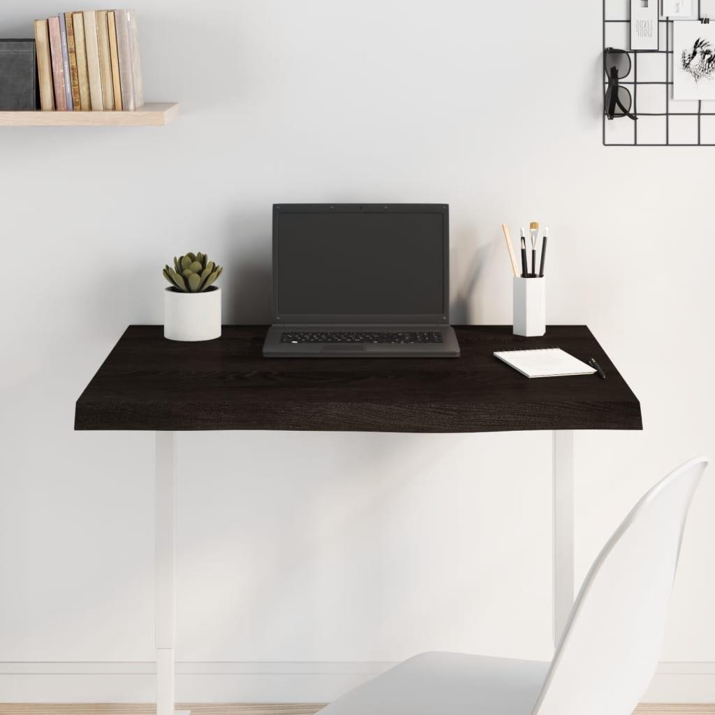 Bordplade 60X40X(2-4) Cm Behandlet Massivt Egetræ Mørkebrun - 80 x 60 x 4 cm