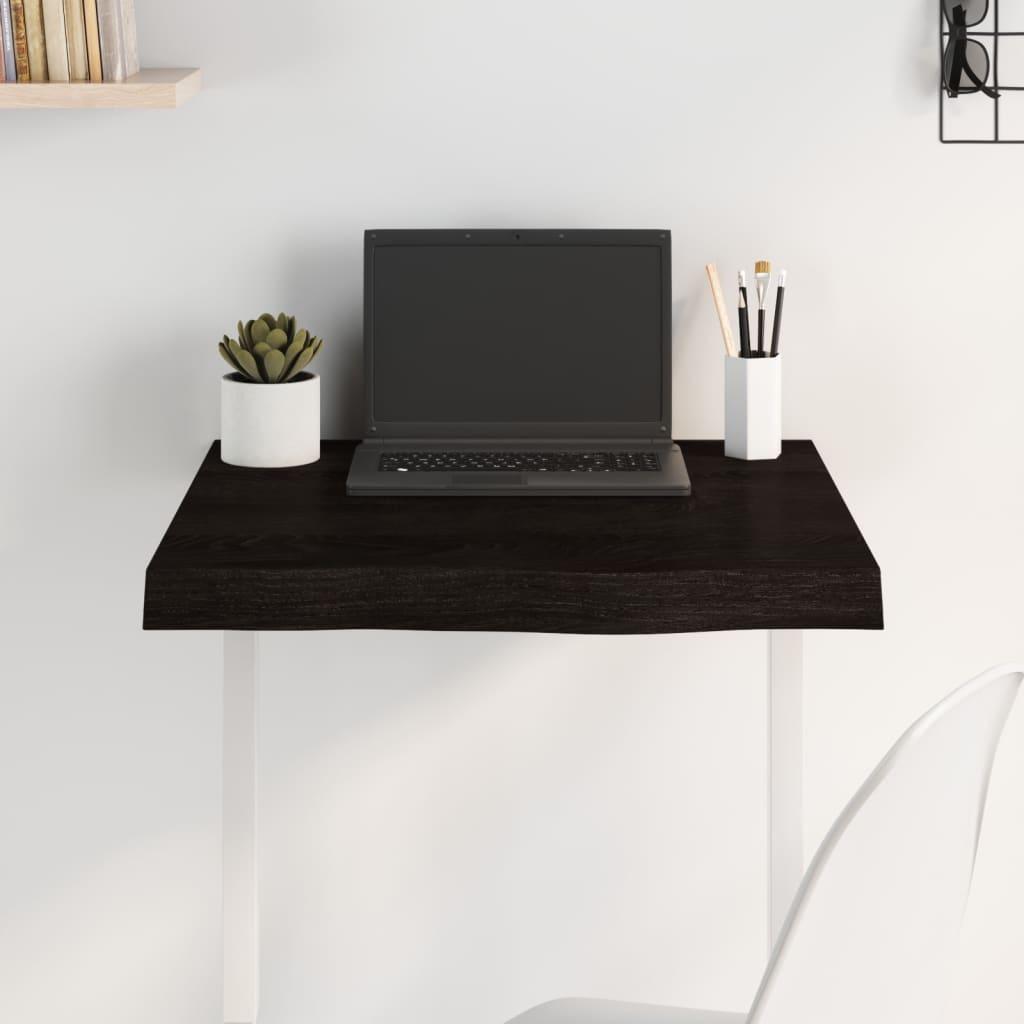 Bordplade 60X40X(2-4) Cm Behandlet Massivt Egetræ Mørkebrun - 60 x 60 x 6 cm