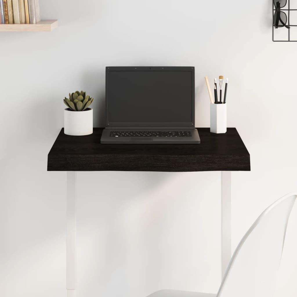 Bordplade 60X40X(2-4) Cm Behandlet Massivt Egetræ Mørkebrun - 60 x 40 x 6 cm