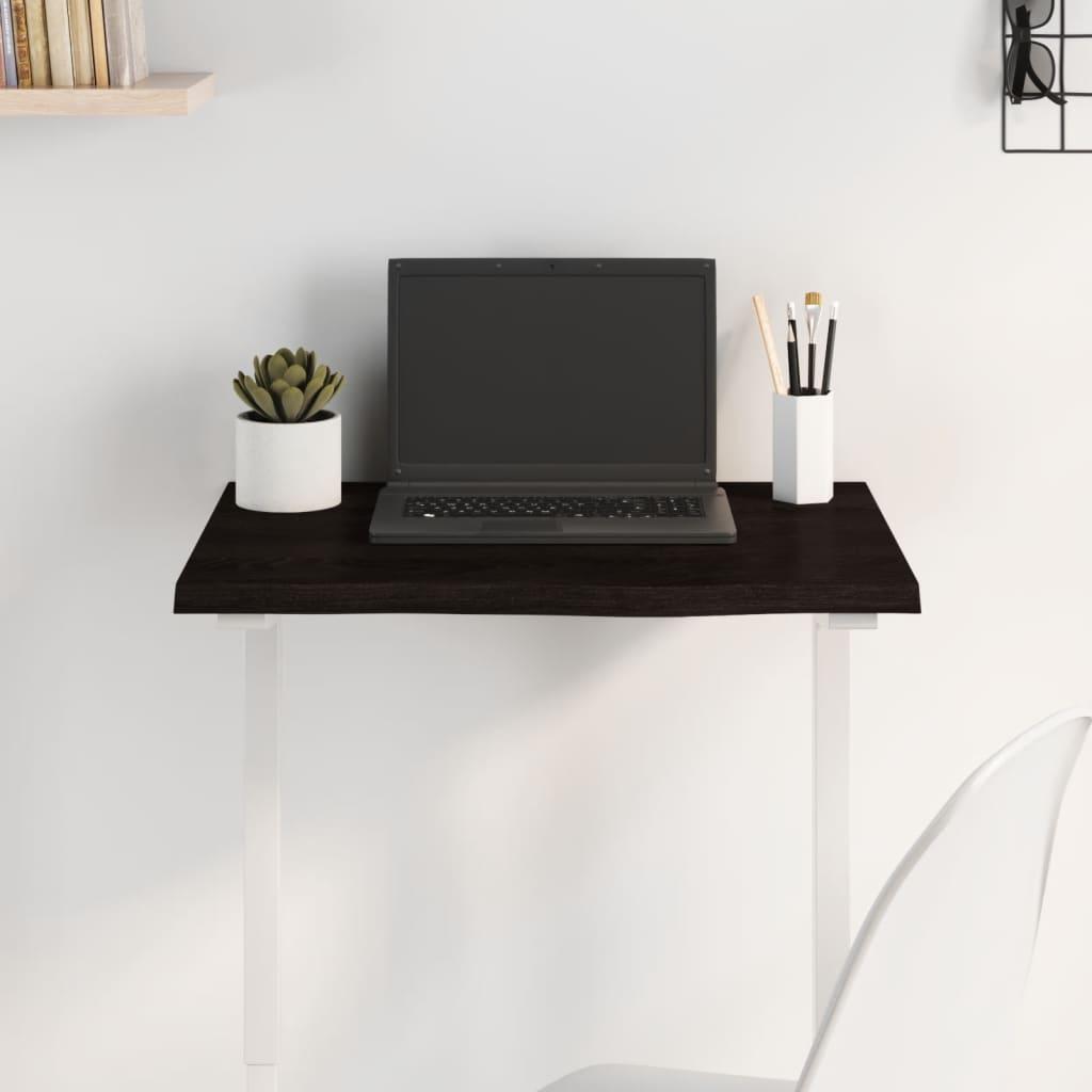 Bordplade 60X40X(2-4) Cm Behandlet Massivt Egetræ Mørkebrun - 60 x 40 x 2 cm