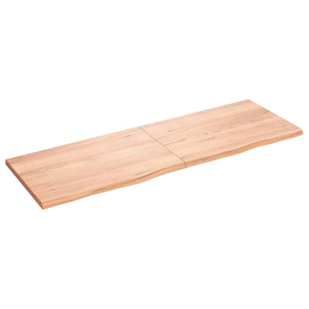 Bordplade 180x60x(2-4) cm behandlet massivt egetræ lysebrun