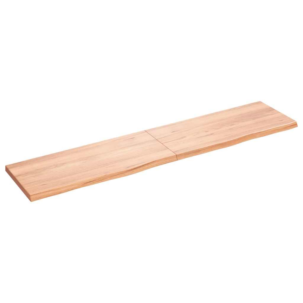 Bordplade 180x40x(2-4) cm behandlet massivt egetræ lysebrun