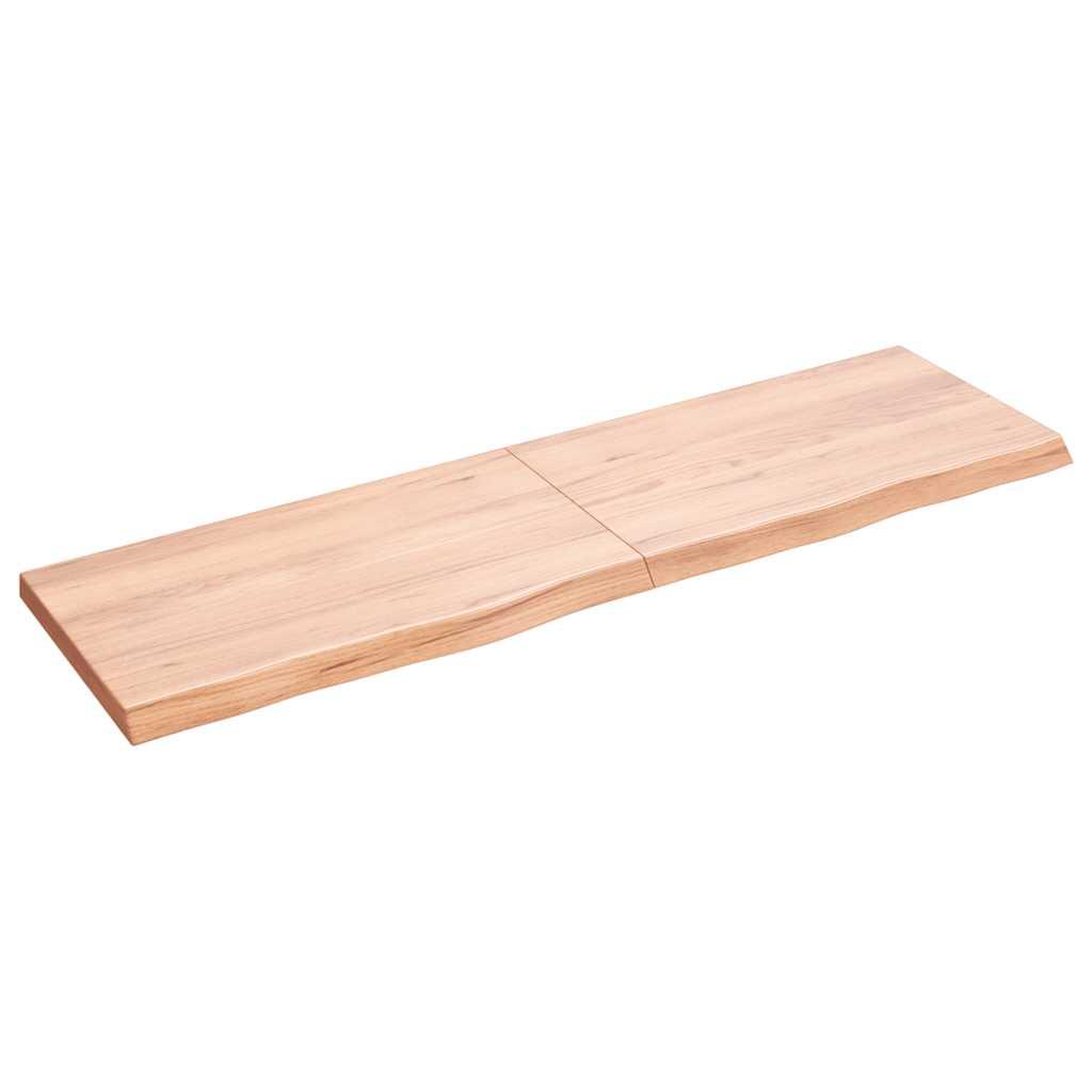Bordplade 140x40x(2-4) cm behandlet massivt egetræ lysebrun