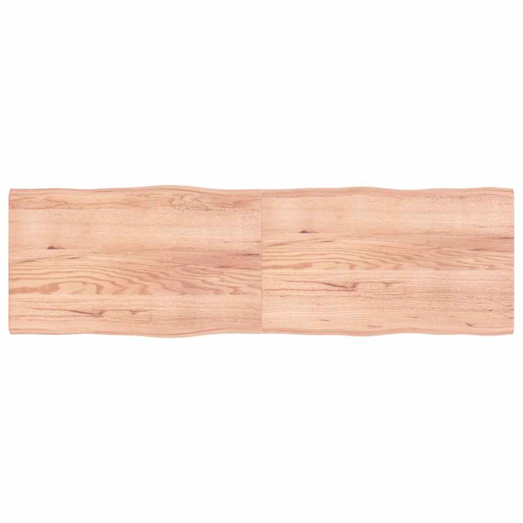 Bordplade Naturlig Kant Behandlet Egetræ Lysebrun - 200 x 60 x 4 cm