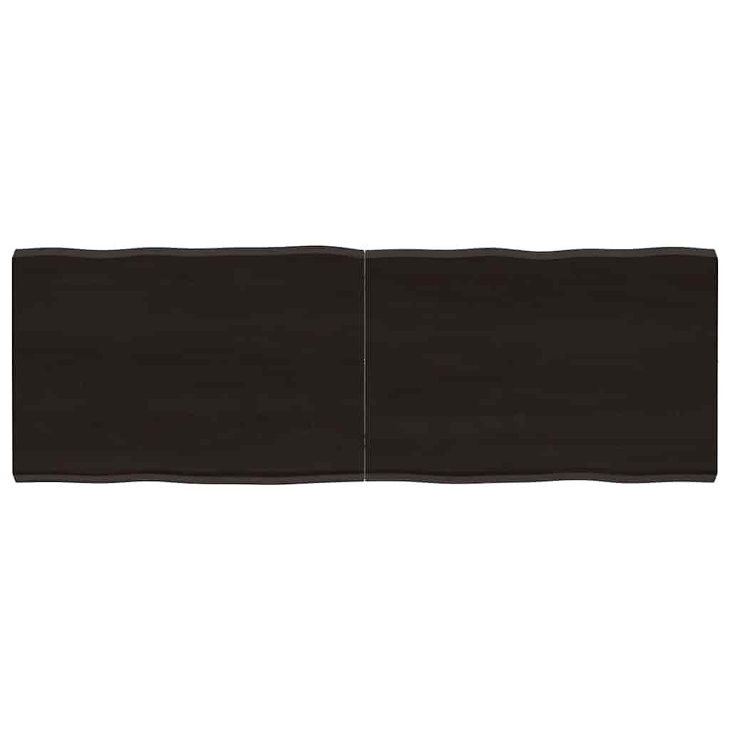 Bordplade Naturlig Kant Behandlet Egetræ Mørkebrun - 140 x 50 x 4 cm