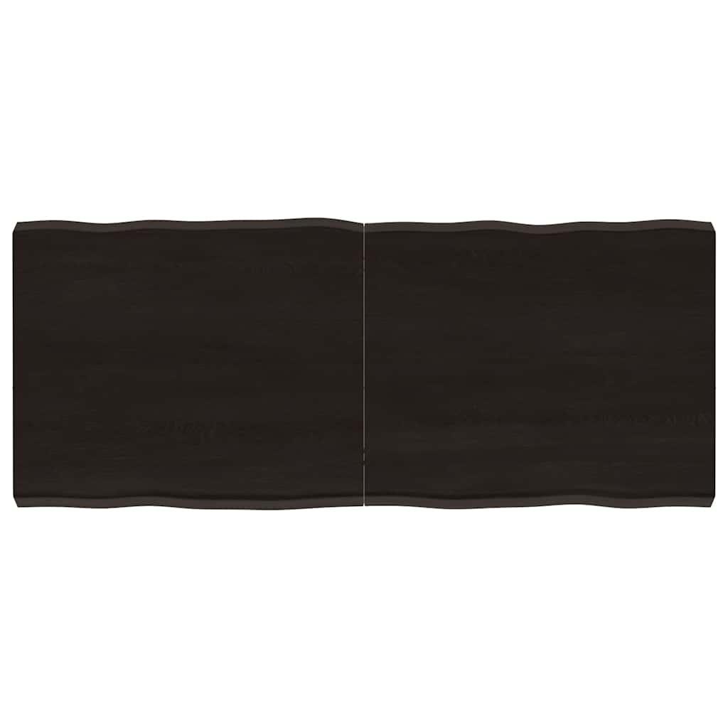 Bordplade 120x50x(2-6) cm naturlig kant behandlet træ mørkebrun