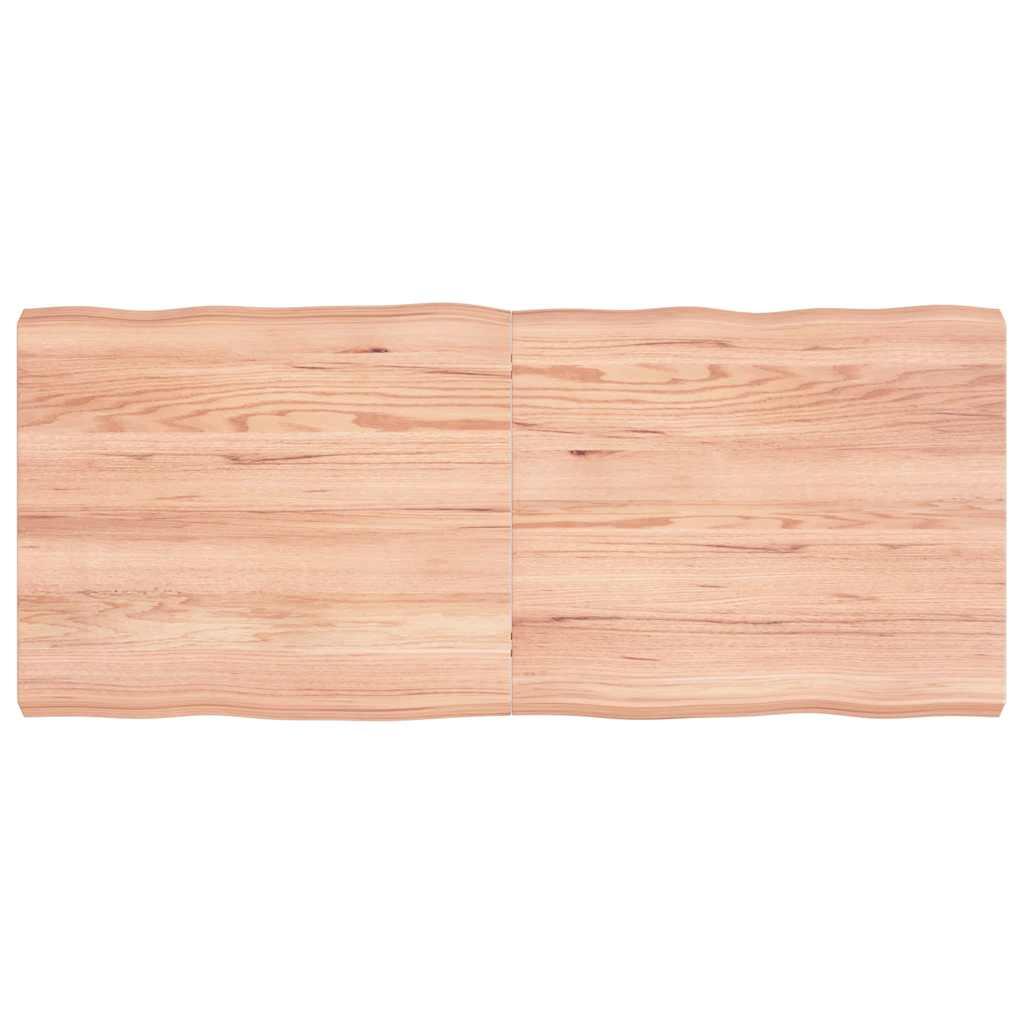 Bordplade Naturlig Kant Behandlet Egetræ Lysebrun - 140 x 60 x 6 cm