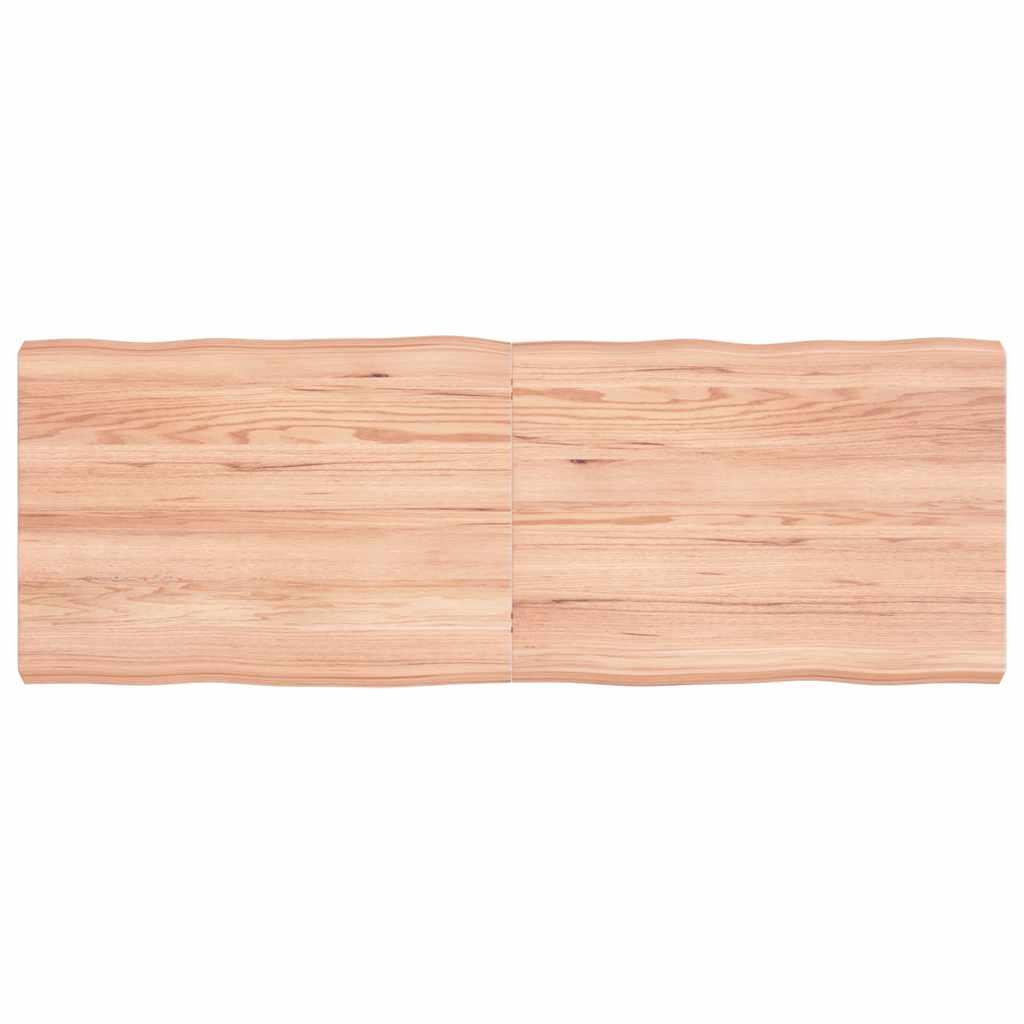 Bordplade Naturlig Kant Behandlet Egetræ Lysebrun - 140 x 50 x 6 cm