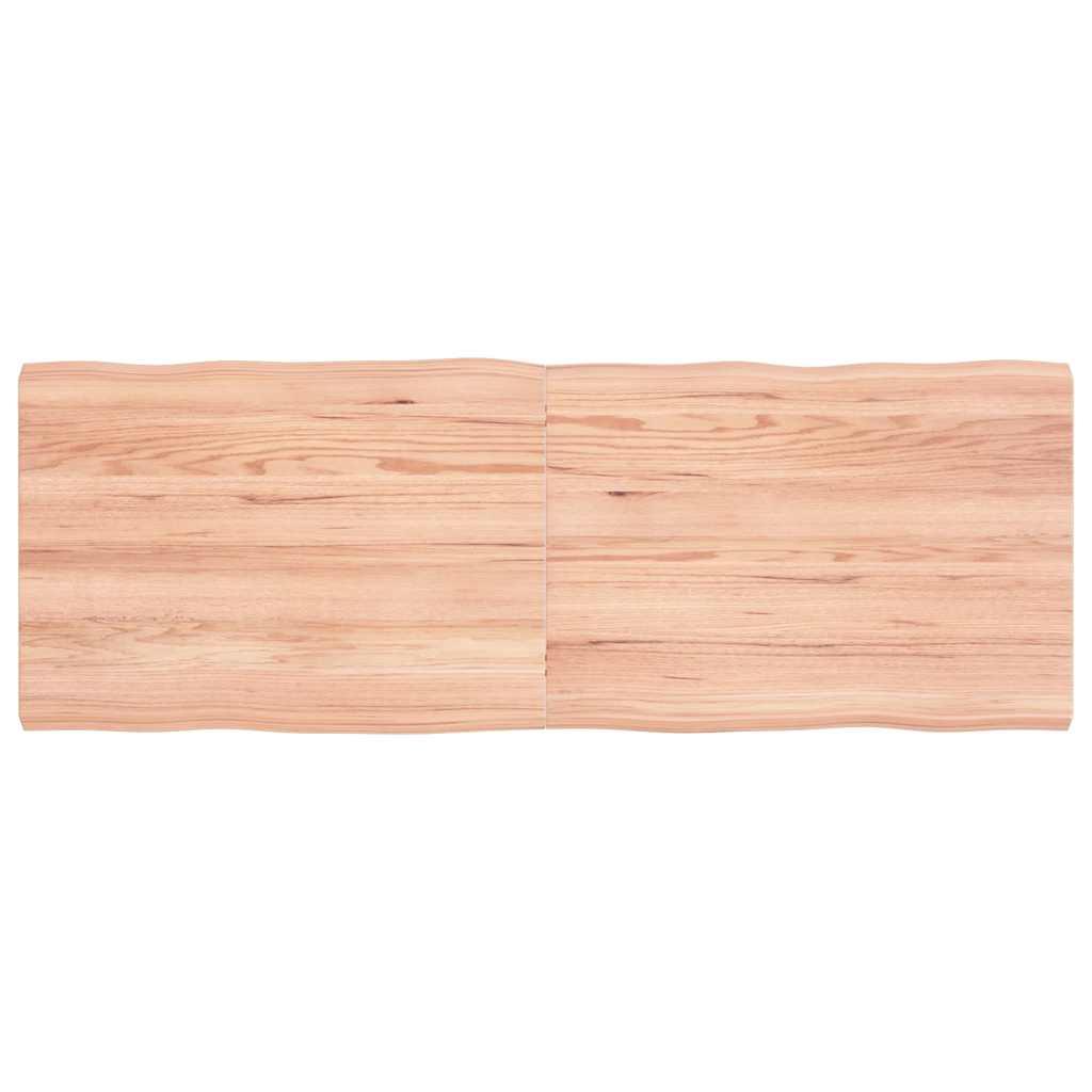 Bordplade Naturlig Kant Behandlet Egetræ Lysebrun - 140 x 50 x 4 cm
