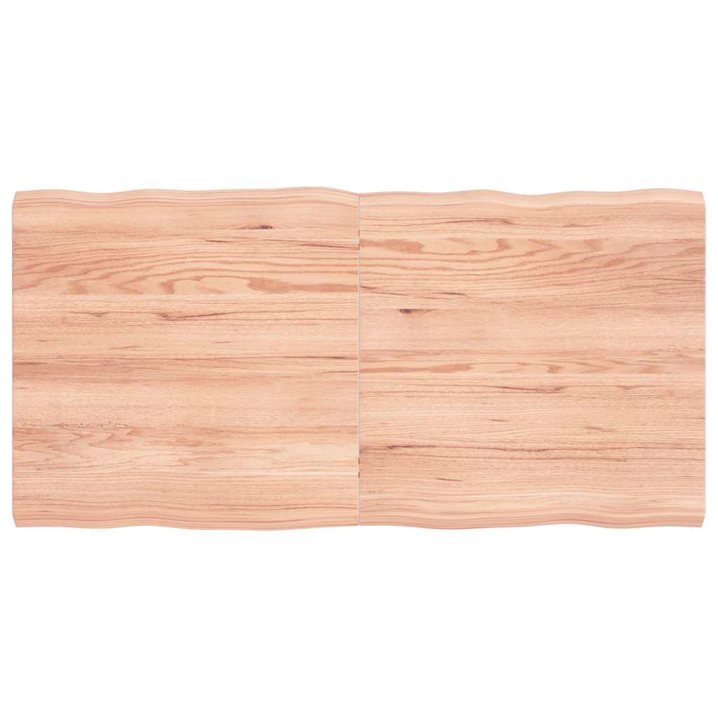Bordplade Naturlig Kant Behandlet Egetræ Lysebrun - 120 x 60 x 4 cm