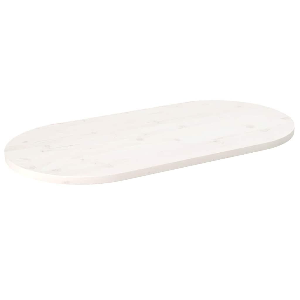 Bordplade 60X30X2,5 Cm Oval Massivt Fyrretræ - Hvid / 110 x 55 x 2.5 cm