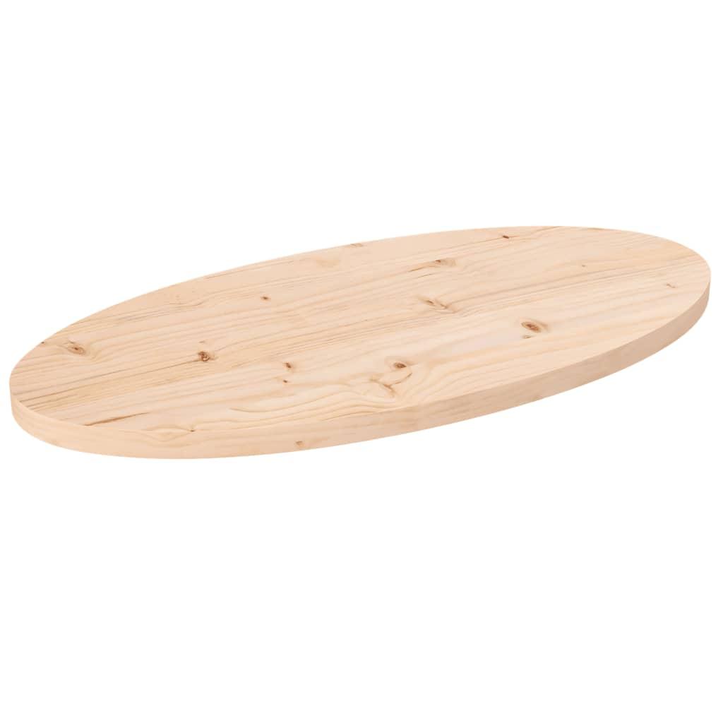 Bordplade 70x35x2,5 cm massivt træ fyrretræ oval