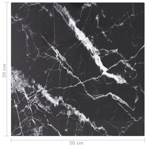 Bordplade 50×50 cm i hærdet glas - sort marmordesign, 6 mm
