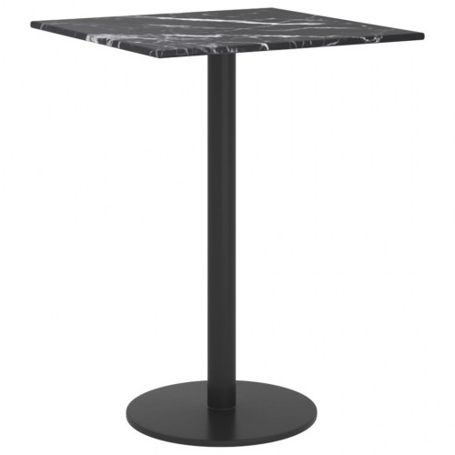 Bordplade 30×30 cm - hærdet glas 6 mm med sort marmordesign