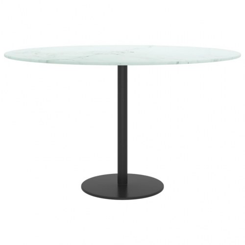 Rund bordplade Ø70 x 0,8 cm i hærdet glas - hvid marmordesign