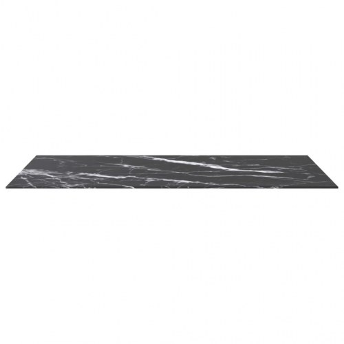 Bordplade 120 × 65 cm i 8 mm hærdet glas - sort marmordesign