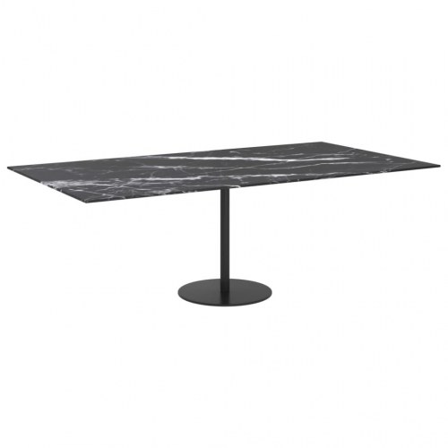 Bordplade 120 × 65 cm i 8 mm hærdet glas - sort marmordesign