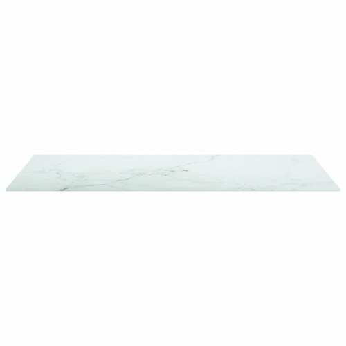 Bordplade i hærdet glas 100×50 cm - 6 mm, hvid marmordesign