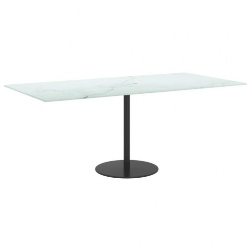 Bordplade i hærdet glas 100×50 cm - 6 mm, hvid marmordesign