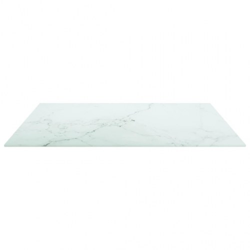 Bordplade 70×70 cm i hærdet glas - marmordesign, hvid, 6 mm
