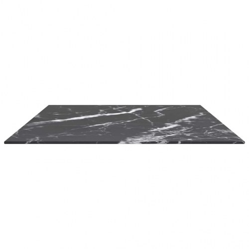 Bordplade i hærdet glas 100×62 cm - sort marmordesign, 8 mm