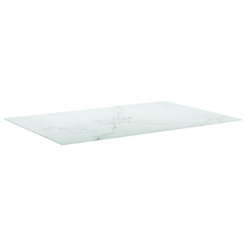 Bordplade 100 × 62 cm i 8 mm hærdet glas - hvid marmordesign