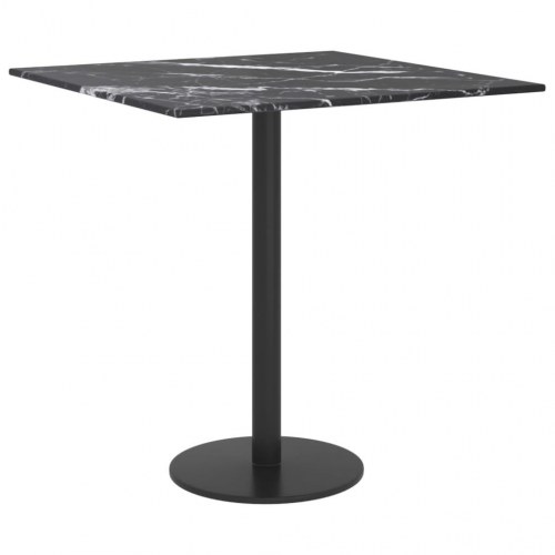 Bordplade 40×40 cm i hærdet glas - sort marmordesign, 6 mm