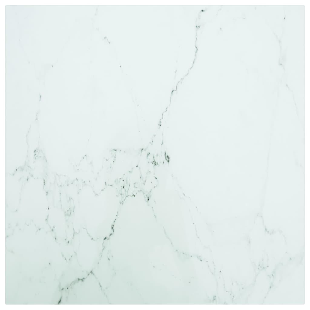 Bordplade 60x60 cm 6 mm hærdet glas med marmordesign hvid