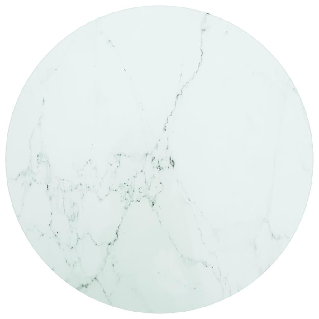 Bordplade Ø40x0,8 cm hærdet glas med marmordesign hvid